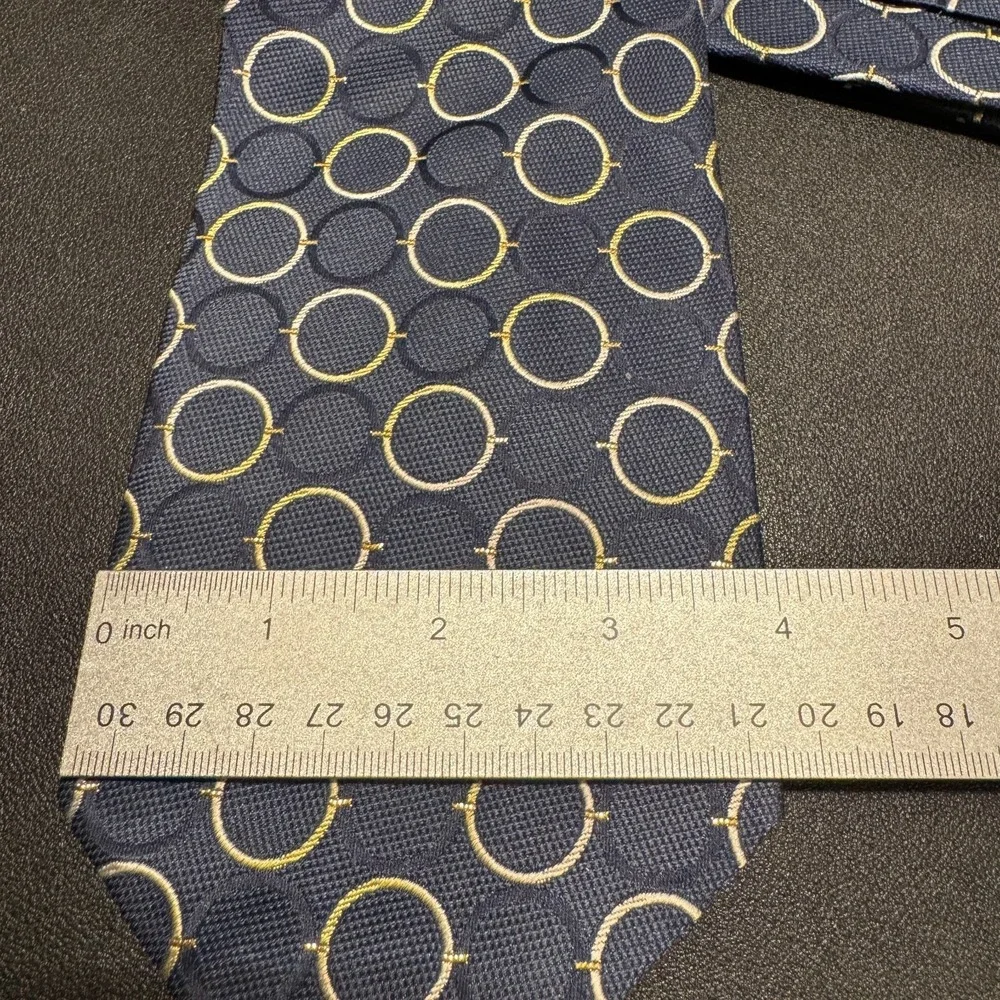 Andrea Visconti Tie Blue Geometric‎ Circle Jacquard Textured 100% Silk Designer